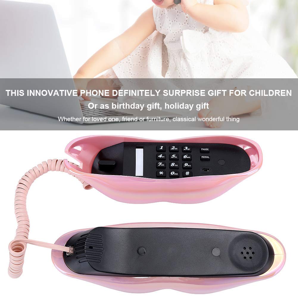 Lip Landline Phone, Electroplating Funny Lip Shape Telephone, Home Desktop Corded Fixed Telephone For Home Office Phones